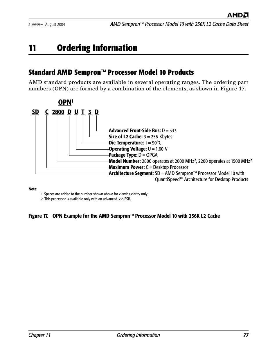 11 ordering information, Standard amd sempron™ processor model 10 products, Ordering information | Standard amd sempron processor model 10 products, Figure 17 | AMD SEMPRON 10 User Manual | Page 89 / 102