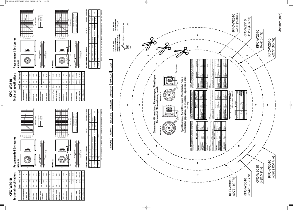 Kfc-w3010, Kfc-w2510, Technical specifications | Recommended enclosures | Kenwood KFC-W3010 User Manual | Page 2 / 2