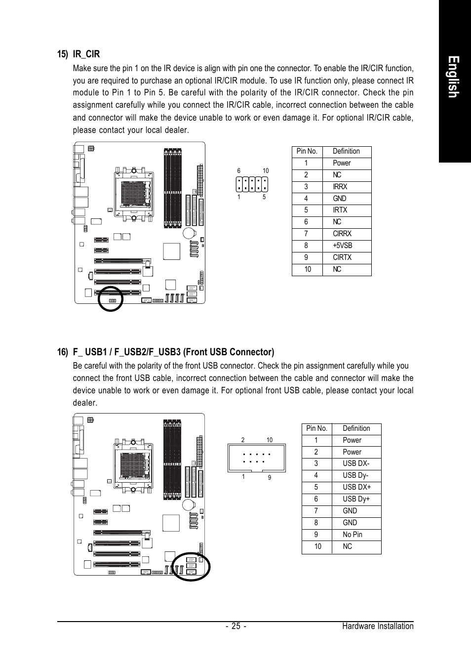English, 15) ir_cir | AMD GA-K8N ULTRA-9 User Manual | Page 25 / 80