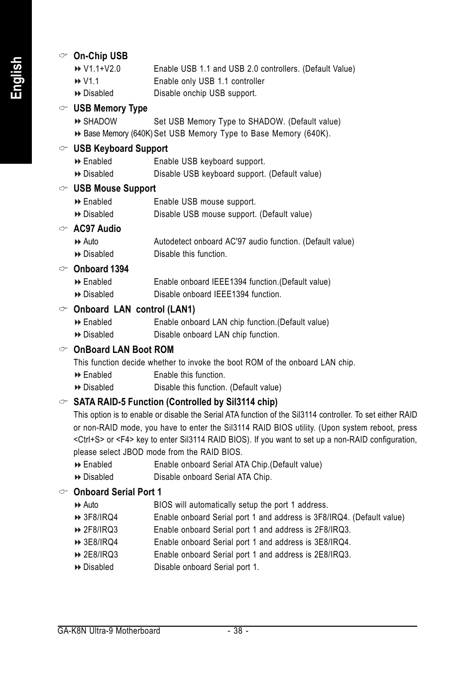 English | AMD GA-K8N ULTRA-9 User Manual | Page 38 / 80