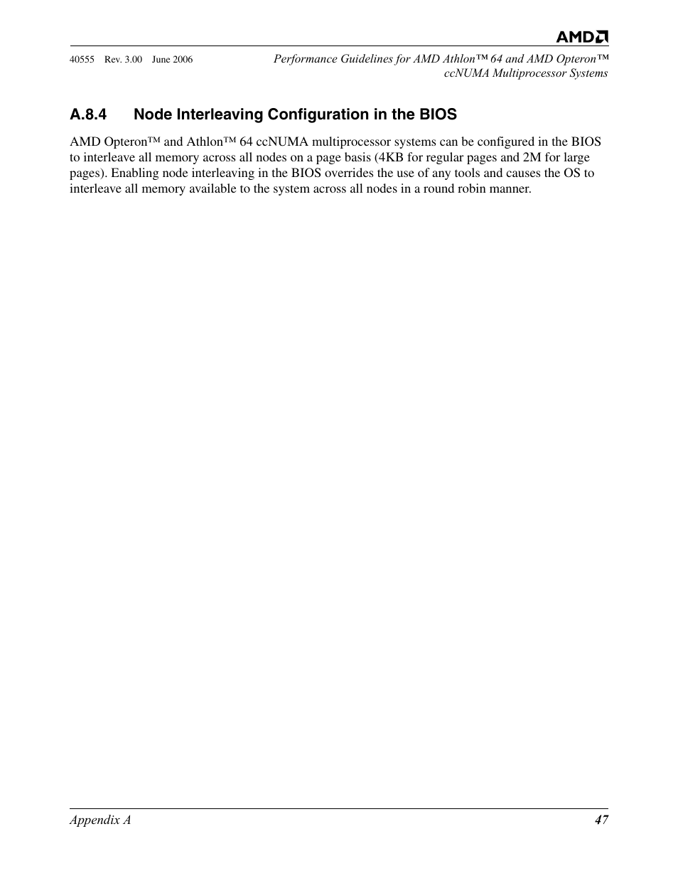A.8.4 node interleaving configuration in the bios | AMD ATHLON 64 User Manual | Page 47 / 48