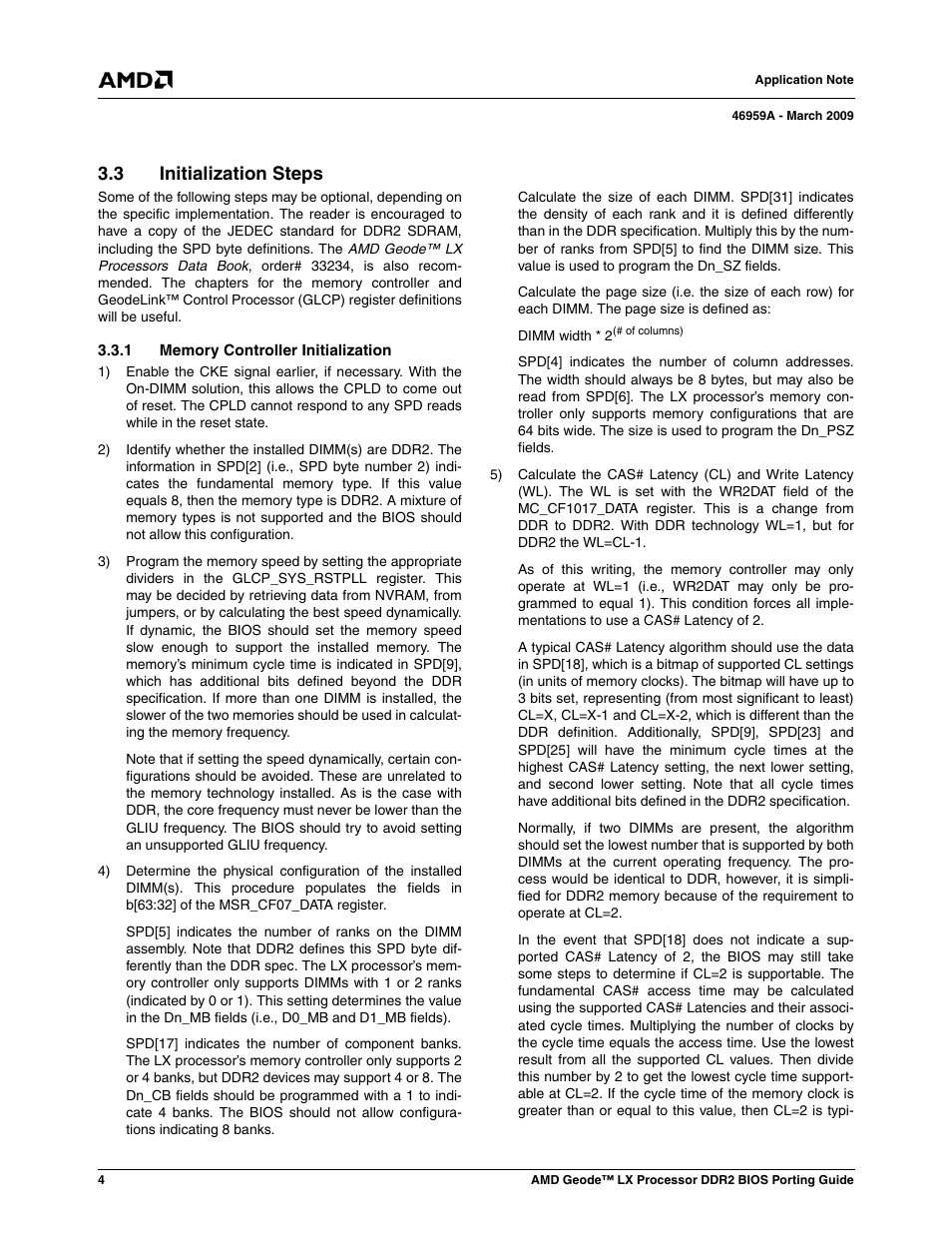 3 initialization steps | AMD Geode LX CS5536 User Manual | Page 4 / 8