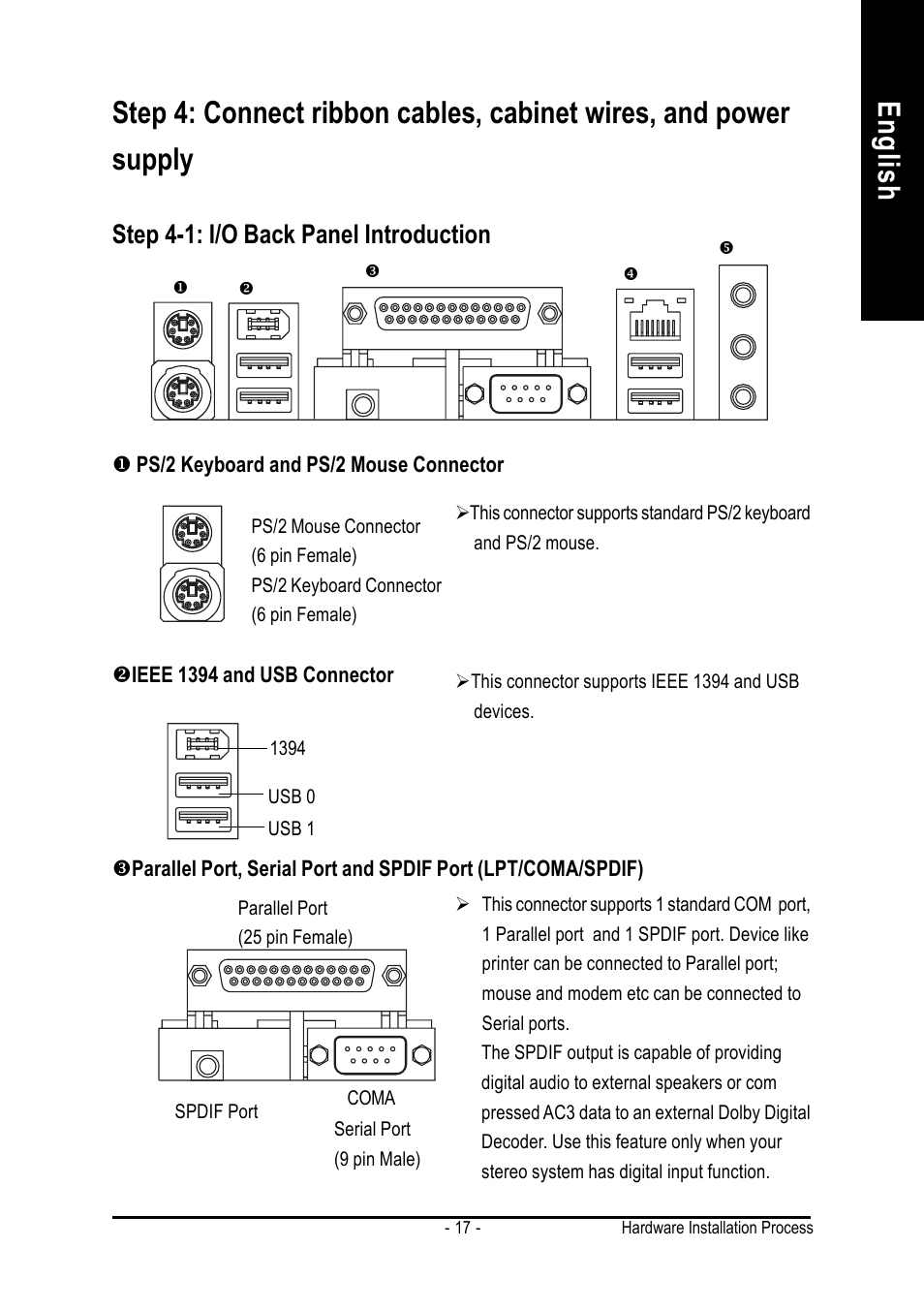 Step 4-1: i/o back panel introduction | AMD GA-7VASFS-FS User Manual | Page 17 / 52