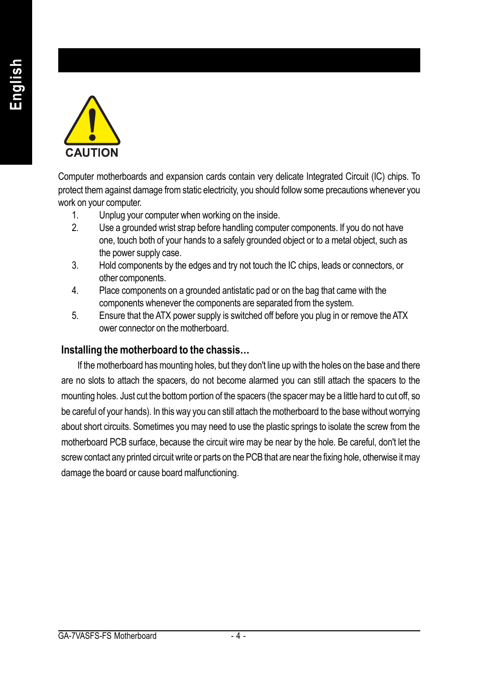 English | AMD GA-7VASFS-FS User Manual | Page 4 / 52