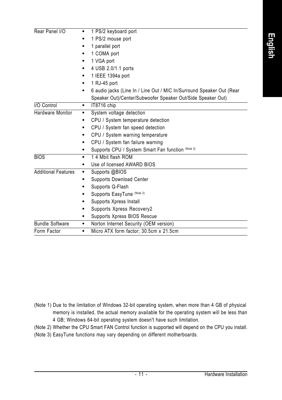 English | AMD GA-M61P-S3 User Manual | Page 11 / 80
