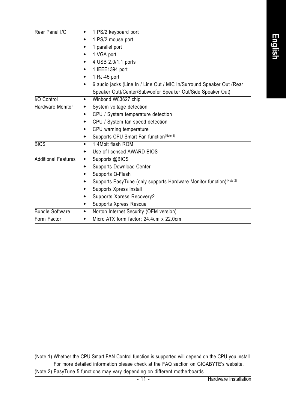 English | AMD GA-K8N51GMF User Manual | Page 11 / 88