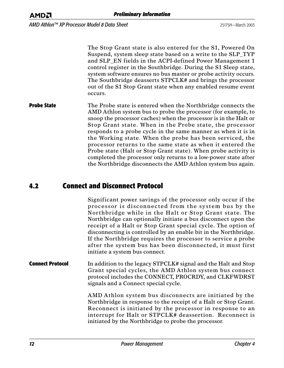 Probe state, 2 connect and disconnect protocol, Connect protocol | Connect and disconnect protocol, Connect pr | AMD ATHLON 8 User Manual | Page 24 / 106