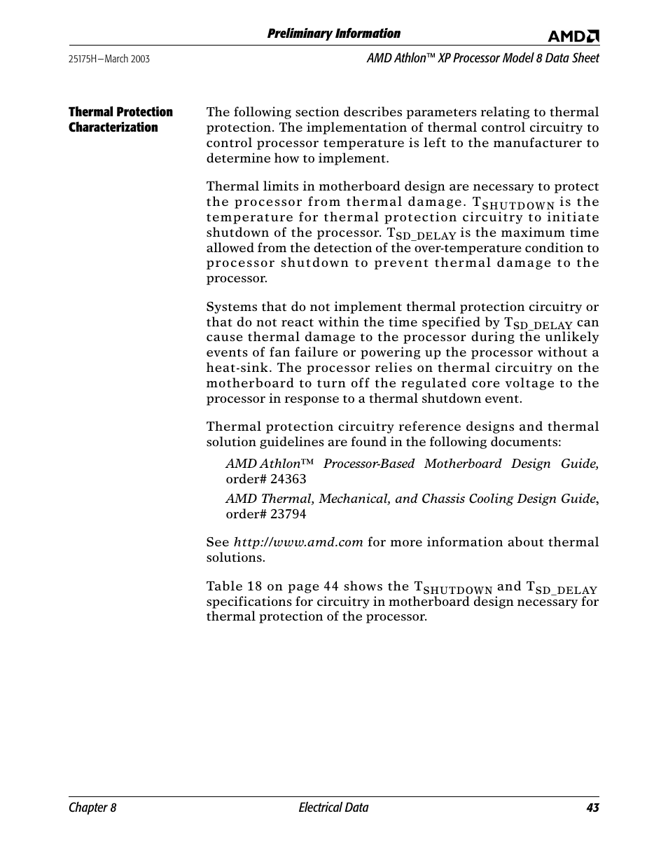 Thermal protection characterization | AMD ATHLON 8 User Manual | Page 55 / 106