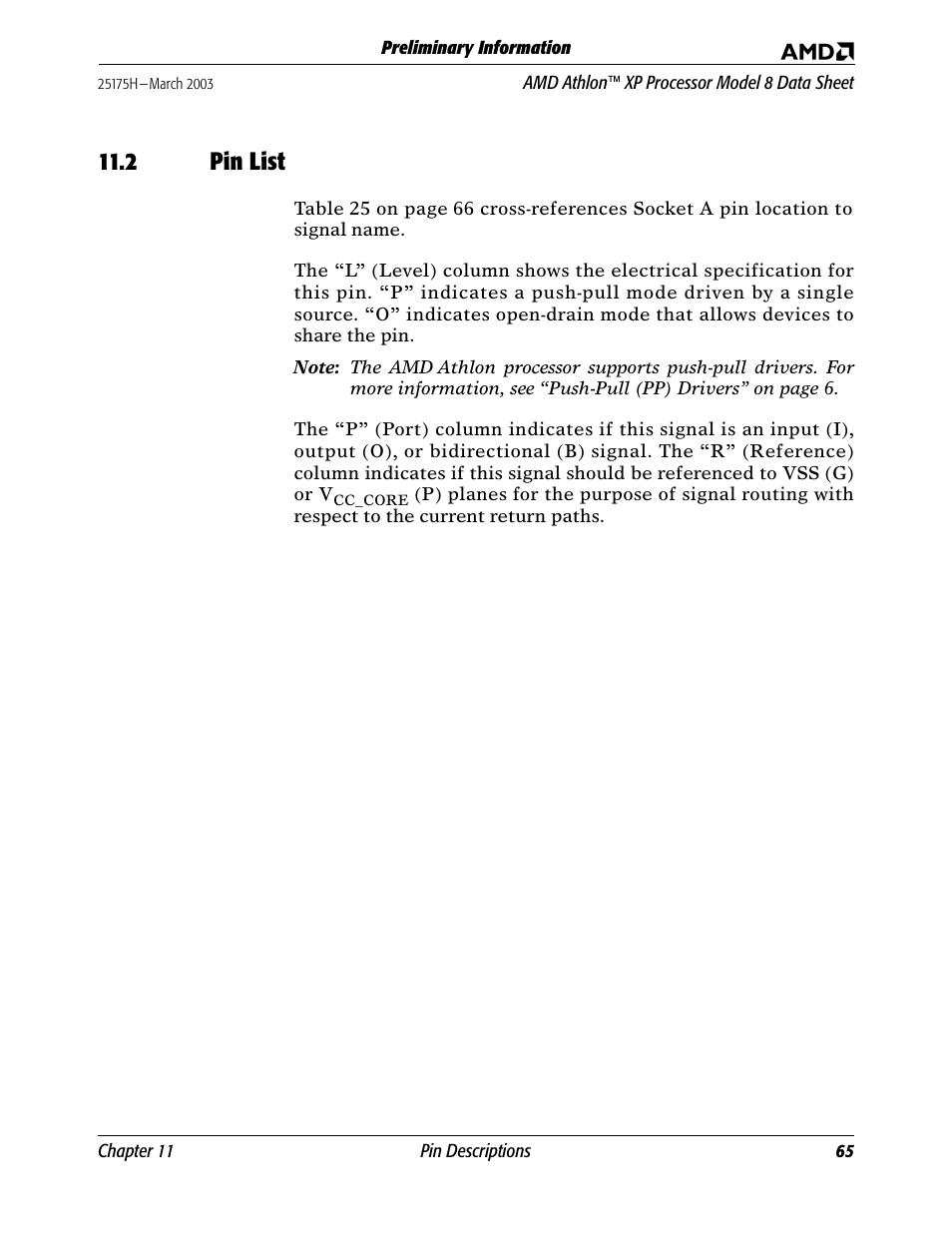 2 pin list, Pin list | AMD ATHLON 8 User Manual | Page 77 / 106