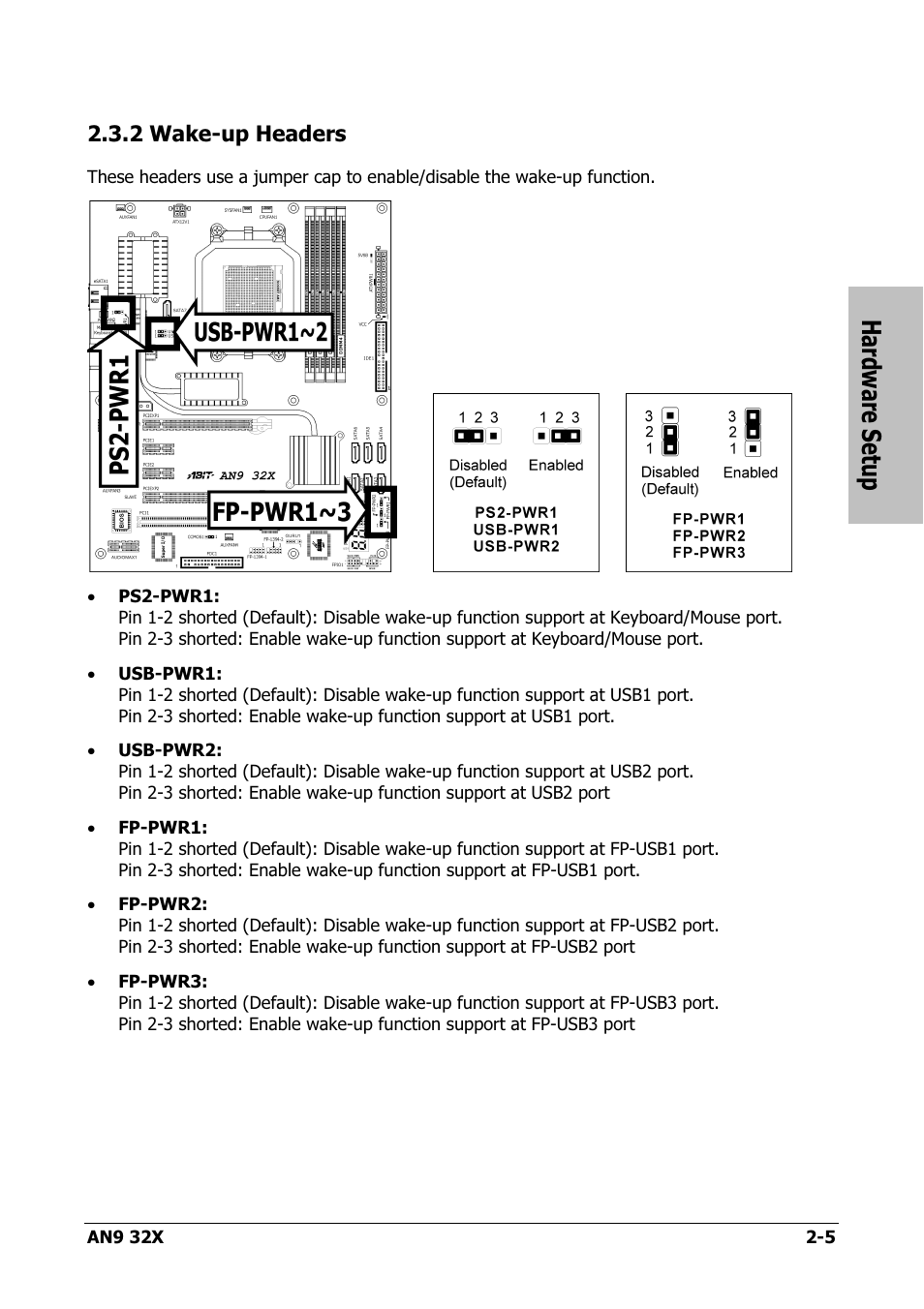 Wake-up headers, 2 wake-up headers -5, Hardware setup | AMD AN9 32X User Manual | Page 13 / 76