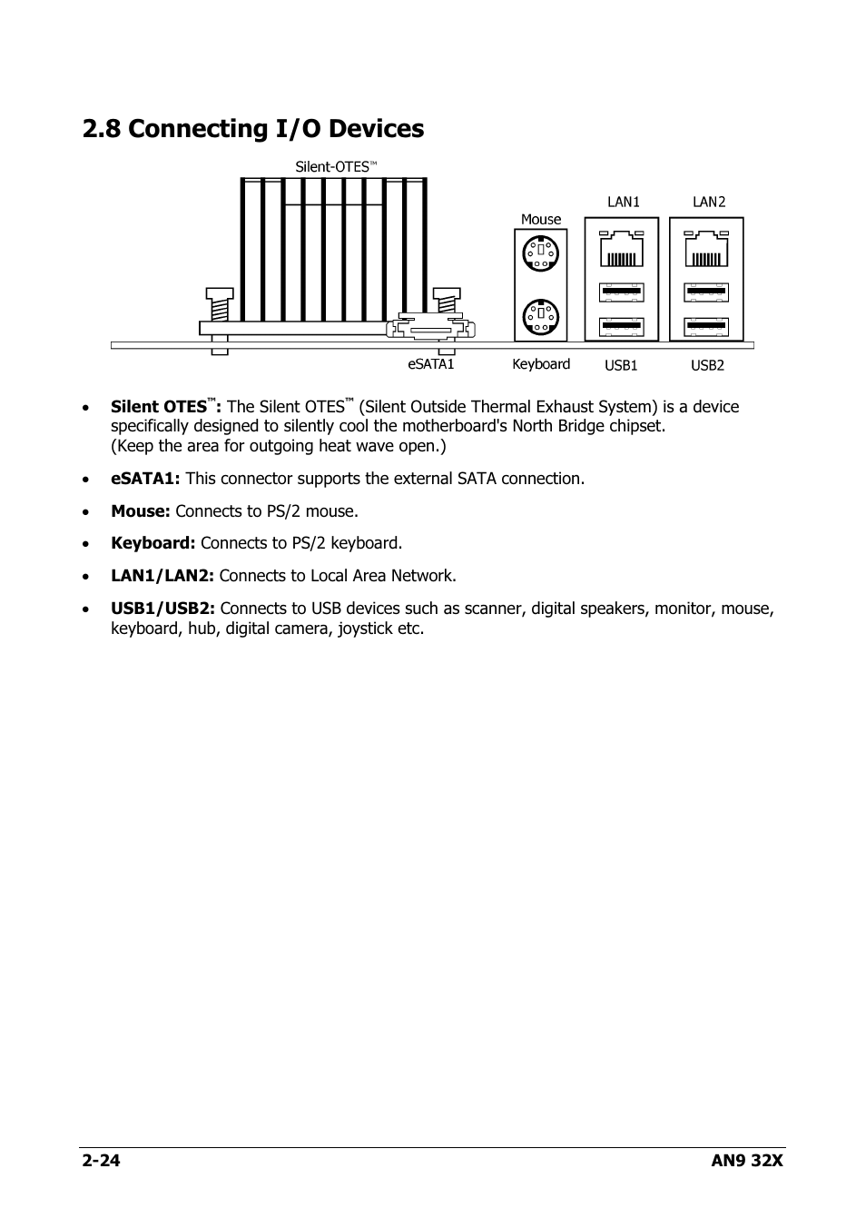 Connecting i/o devices, 8 connecting i/o devices -24, 8 connecting i/o devices | AMD AN9 32X User Manual | Page 32 / 76