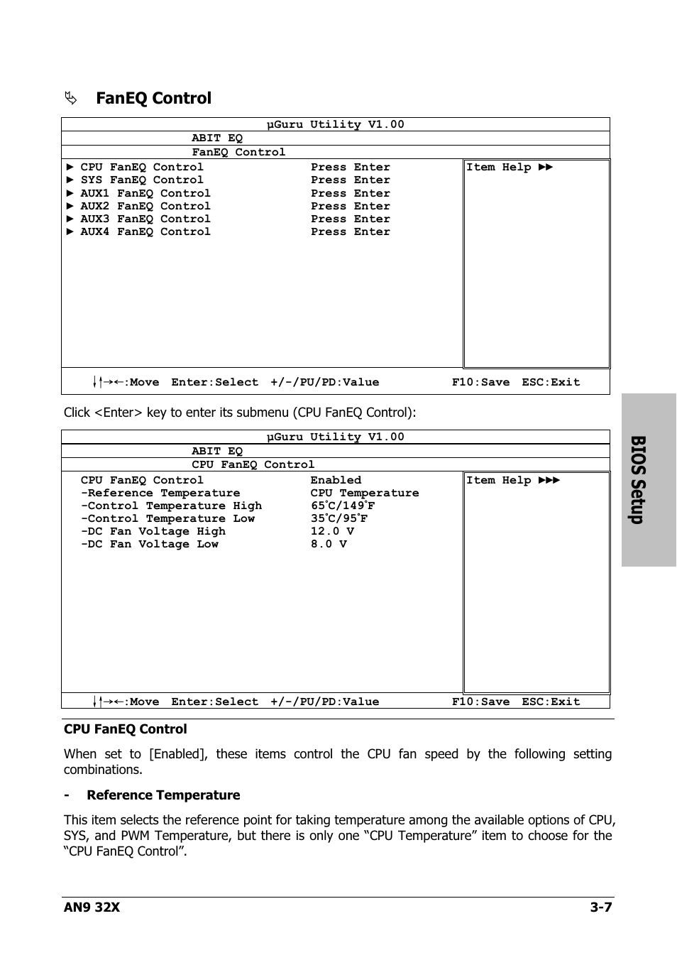 Bios setup, Faneq control | AMD AN9 32X User Manual | Page 39 / 76