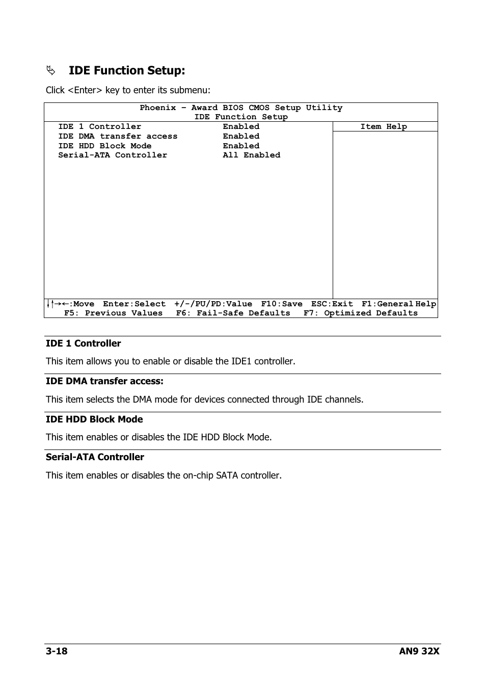 Ide function setup | AMD AN9 32X User Manual | Page 50 / 76