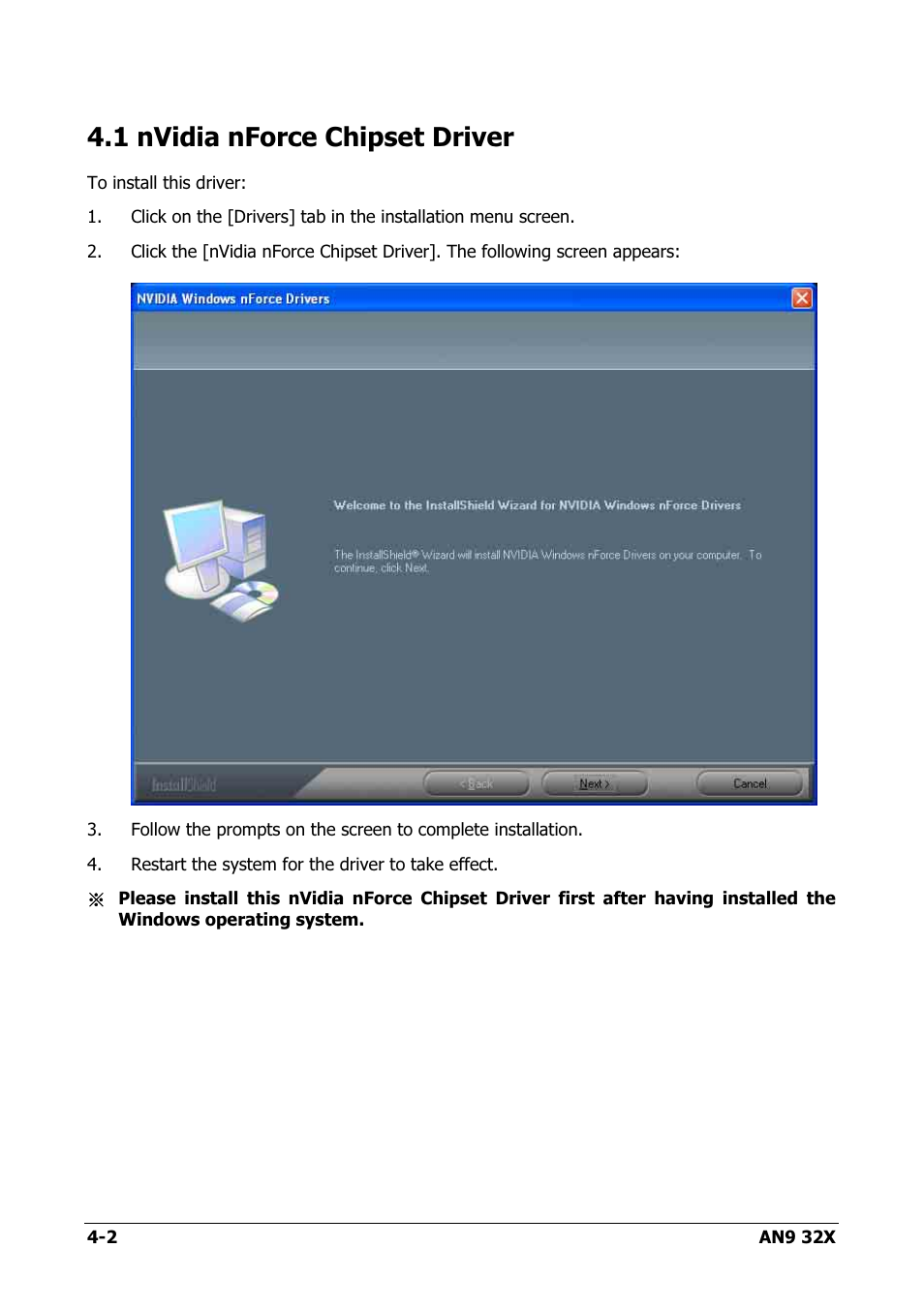 Nvidia nforce chipset driver, 1 nvidia nforce chipset driver -2, 1 nvidia nforce chipset driver | AMD AN9 32X User Manual | Page 60 / 76