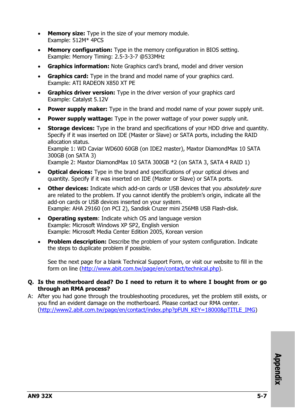 Appendix | AMD AN9 32X User Manual | Page 73 / 76