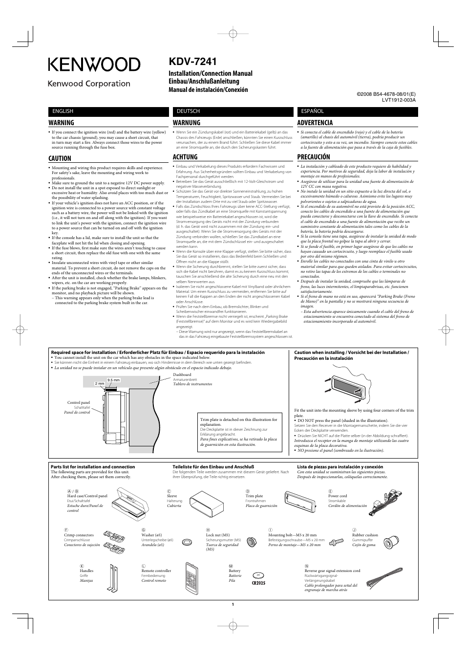 Kenwood KDV-7241Y User Manual | 6 pages