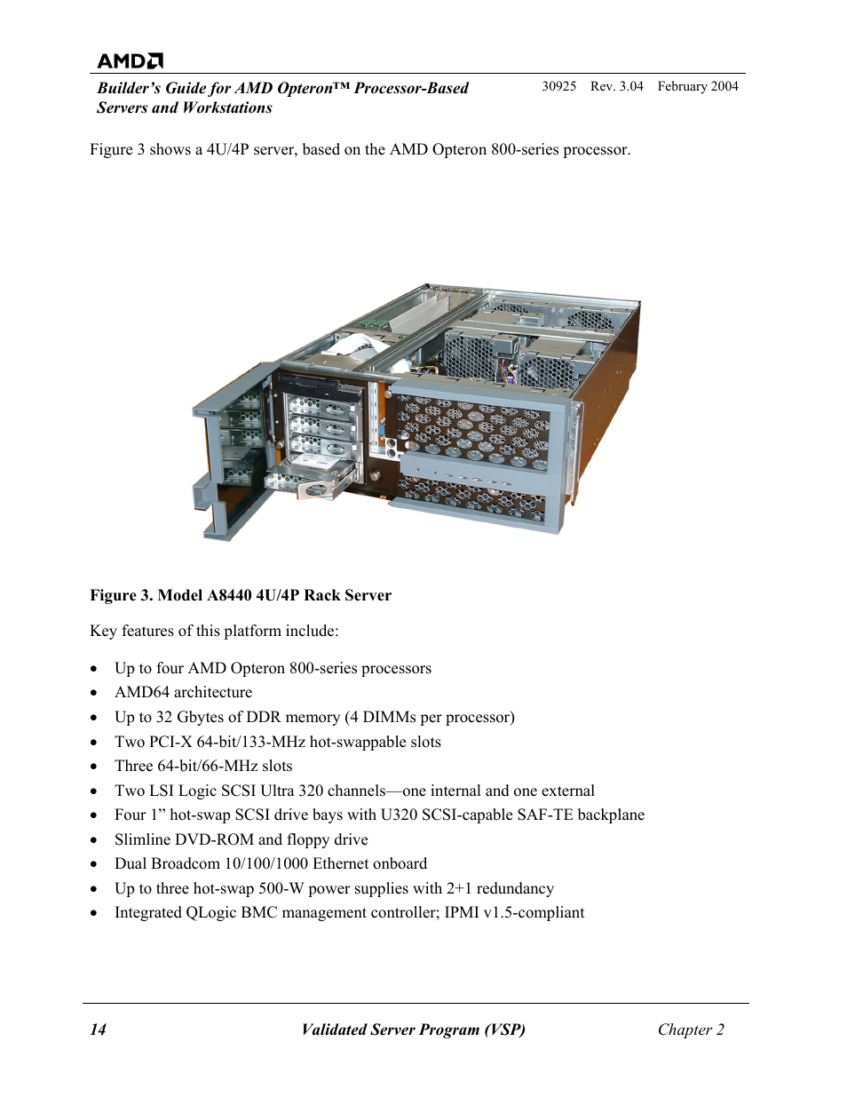 Figure 3. model a8440 4u/4p rack server | AMD OPTERON 30925 User Manual | Page 14 / 55