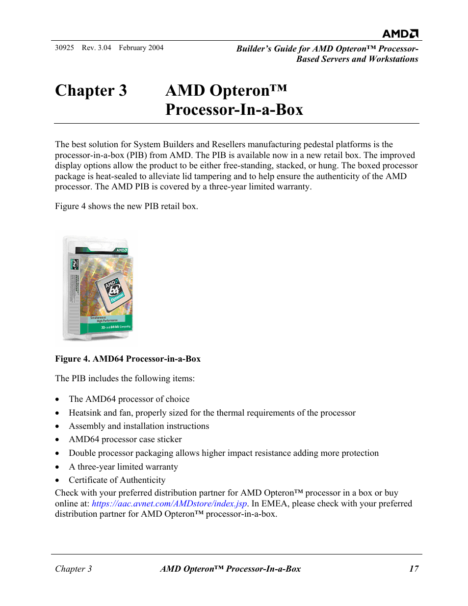 Amd opteron™ processorinabox, Chapter 3, Amd opteron™ processor-in-a-box | Figure 4. amd64 processor-in-a-box, Chapter 3 amd opteron™ processor-in-a-box | AMD OPTERON 30925 User Manual | Page 17 / 55