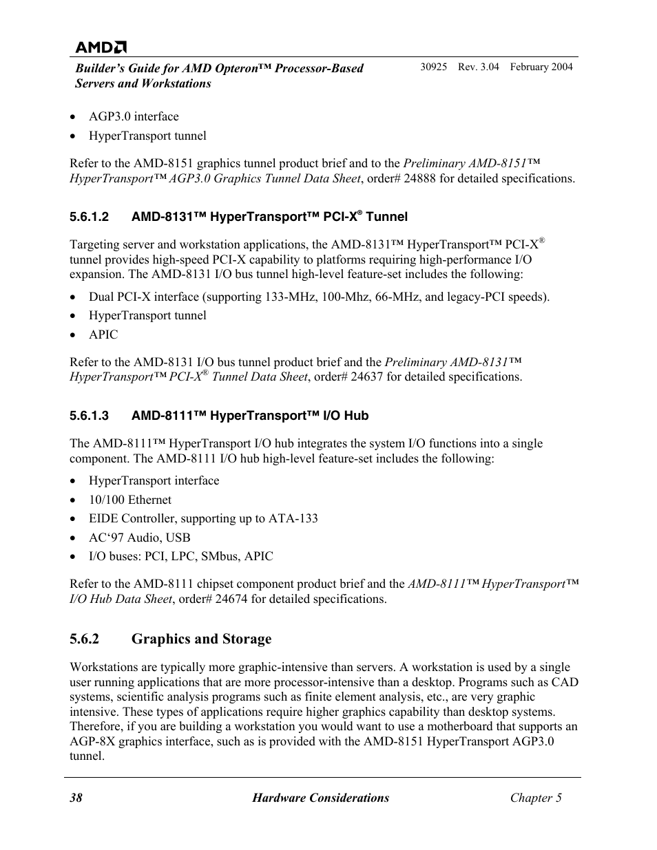 Graphics and storage, 2 graphics and storage | AMD OPTERON 30925 User Manual | Page 38 / 55