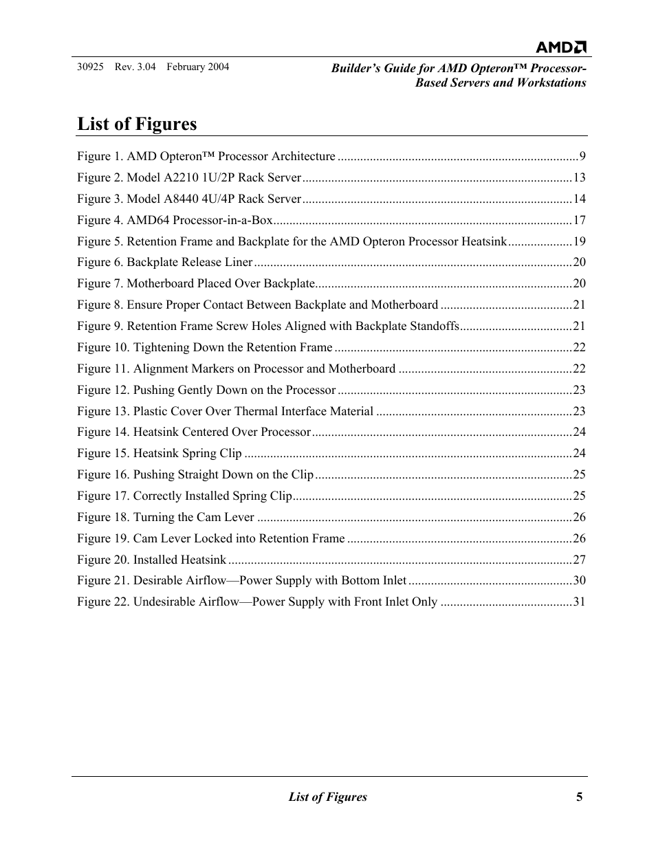 List of figures | AMD OPTERON 30925 User Manual | Page 5 / 55