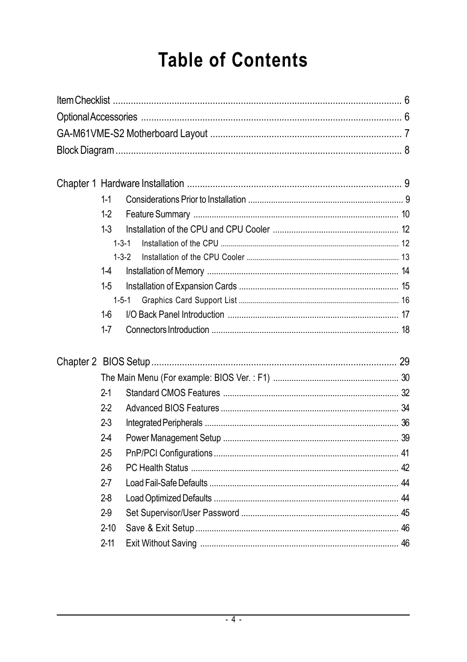 AMD GA-M61VME-S2 User Manual | Page 4 / 88
