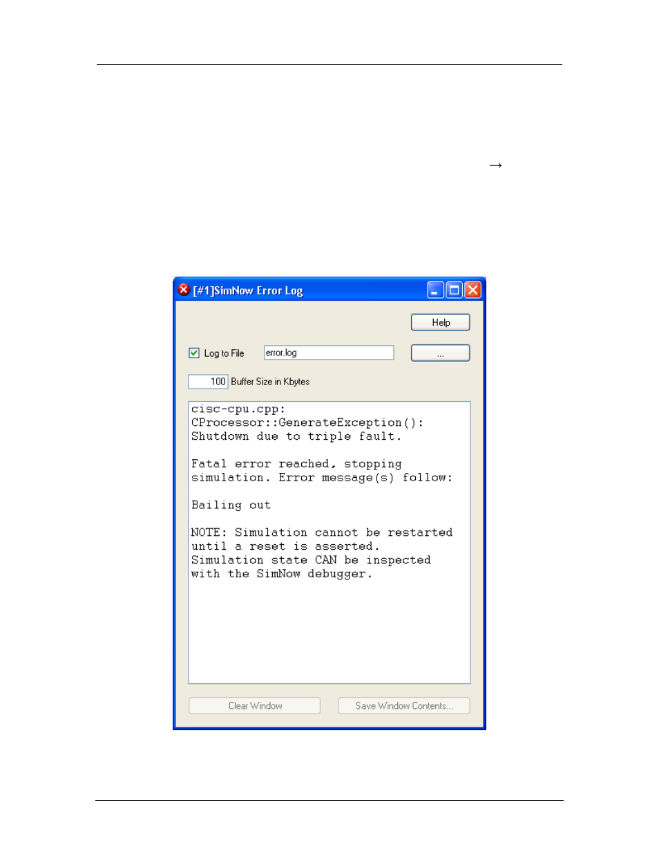 Error log, Figure 9-2: error log, 2 error log | AMD SimNow Simulator 4.4.5 User Manual | Page 155 / 269