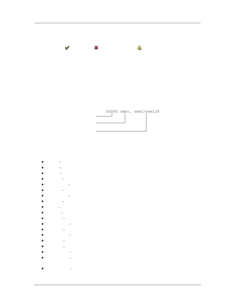 Instruction reference, Notation, Mnemonic syntax | Instruction reference, pa, A.6 instruction reference, A.6.1.1 mnemonic syntax | AMD SimNow Simulator 4.4.5 User Manual | Page 198 / 269