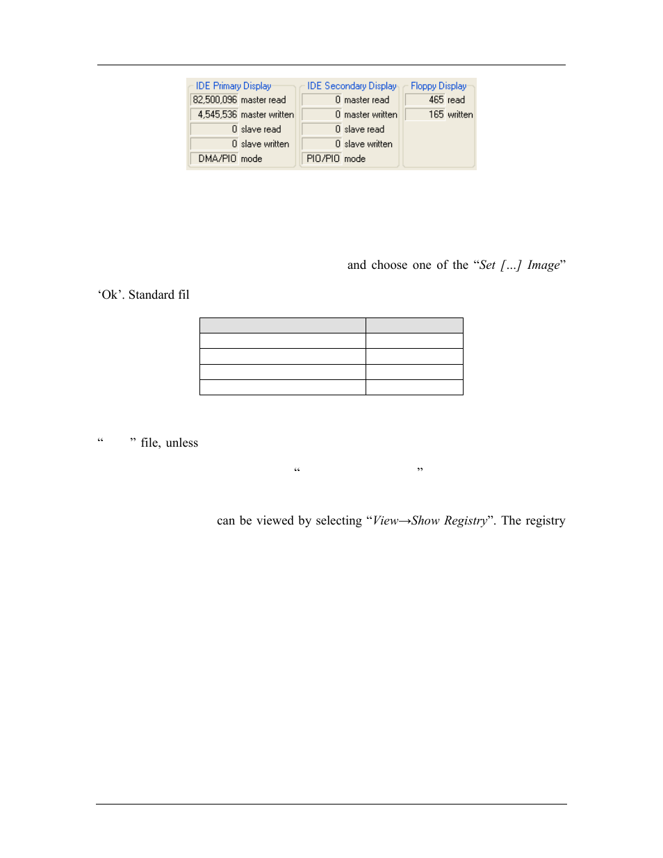Using hard drive, dvd-/cd-rom and floppy images, Registry window, Table 3-3: image types | AMD SimNow Simulator 4.4.5 User Manual | Page 45 / 269