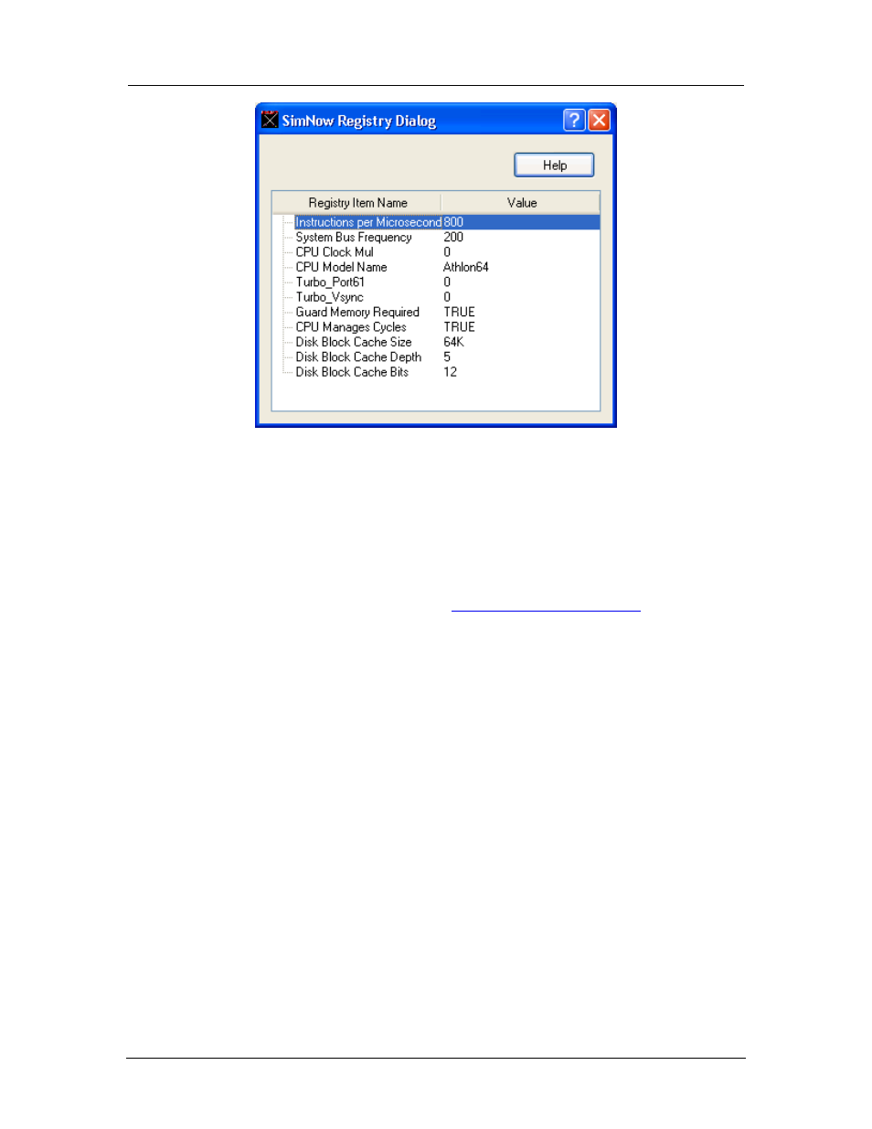 Help, problems and bug reports, Figure 3-24: registry window | AMD SimNow Simulator 4.4.5 User Manual | Page 46 / 269