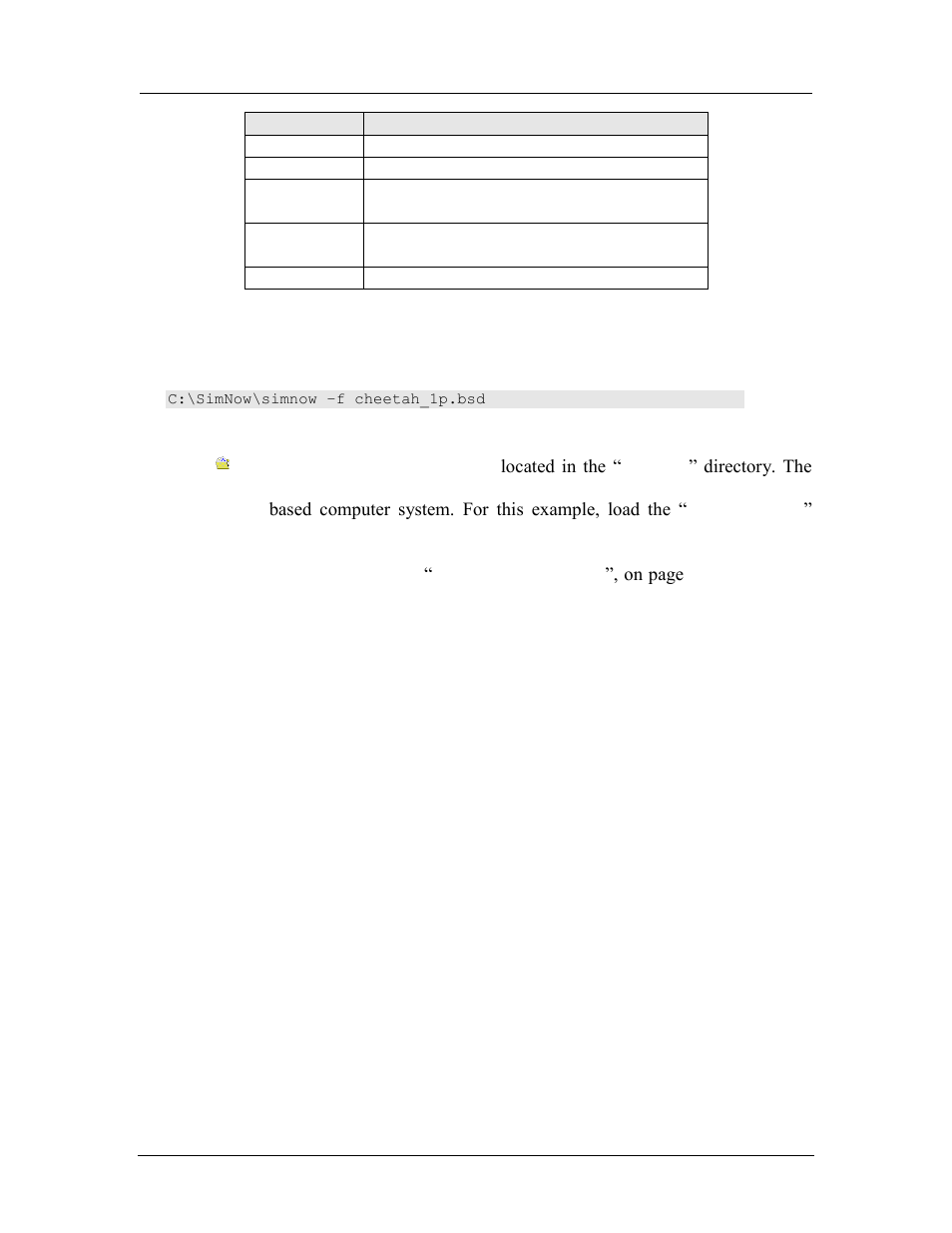 Open a simulation definition file, Table 5-1: command-line arguments | AMD SimNow Simulator 4.4.5 User Manual | Page 52 / 269