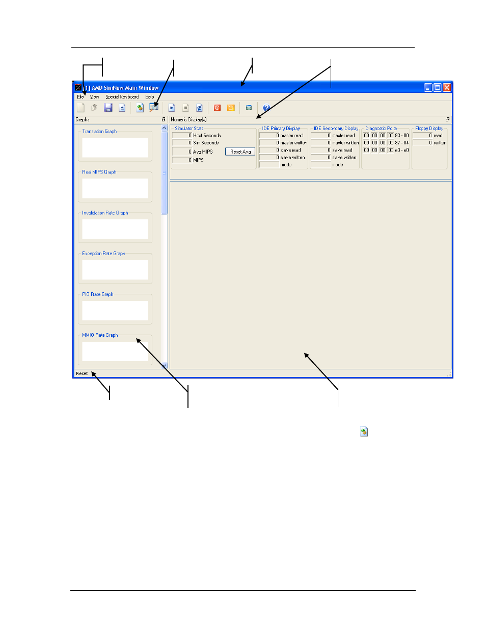 Figure 5-2: main window (bsd loaded), In figure 5-2) | AMD SimNow Simulator 4.4.5 User Manual | Page 53 / 269