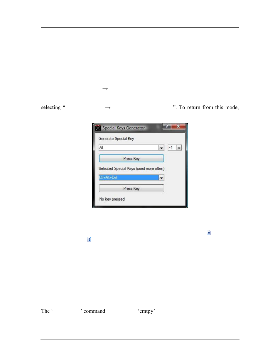Interaction with the simulated machine, Simulation reset, Multi-machine support | Figure 5-5: special keys generator, 3 multi-machine support | AMD SimNow Simulator 4.4.5 User Manual | Page 57 / 269