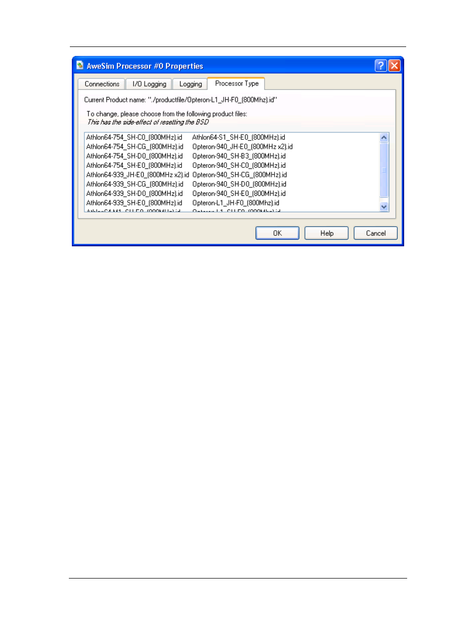 Figure 7-1: awesim processor-type properties, Figure 7-1, E 56 | AMD SimNow Simulator 4.4.5 User Manual | Page 68 / 269