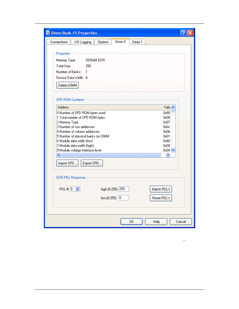 Figure 7-6: dimm module properties dialog | AMD SimNow Simulator 4.4.5 User Manual | Page 75 / 269