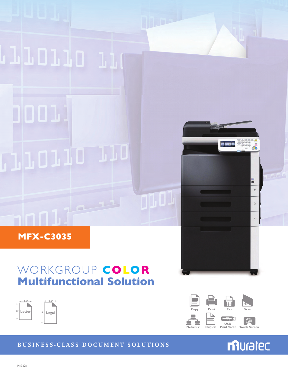Muratec WORKGROUP COLOR Multifunctional Solution MFX-C3035 User Manual | 6 pages