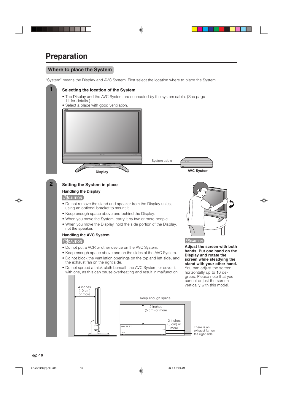 Preparation, Where to place the system | AVC Technology LC-45GX6U User Manual | Page 11 / 106
