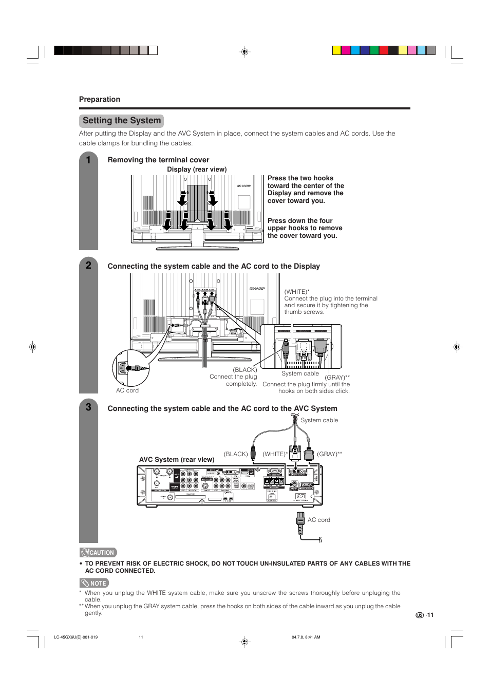 Setting the system | AVC Technology LC-45GX6U User Manual | Page 12 / 106