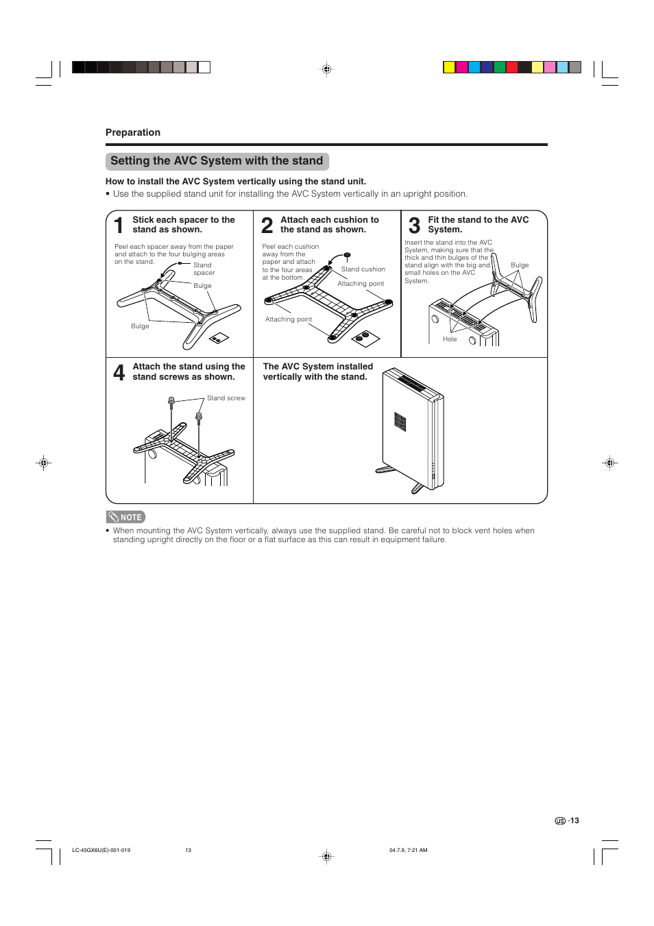 Setting the avc system with the stand | AVC Technology LC-45GX6U User Manual | Page 14 / 106