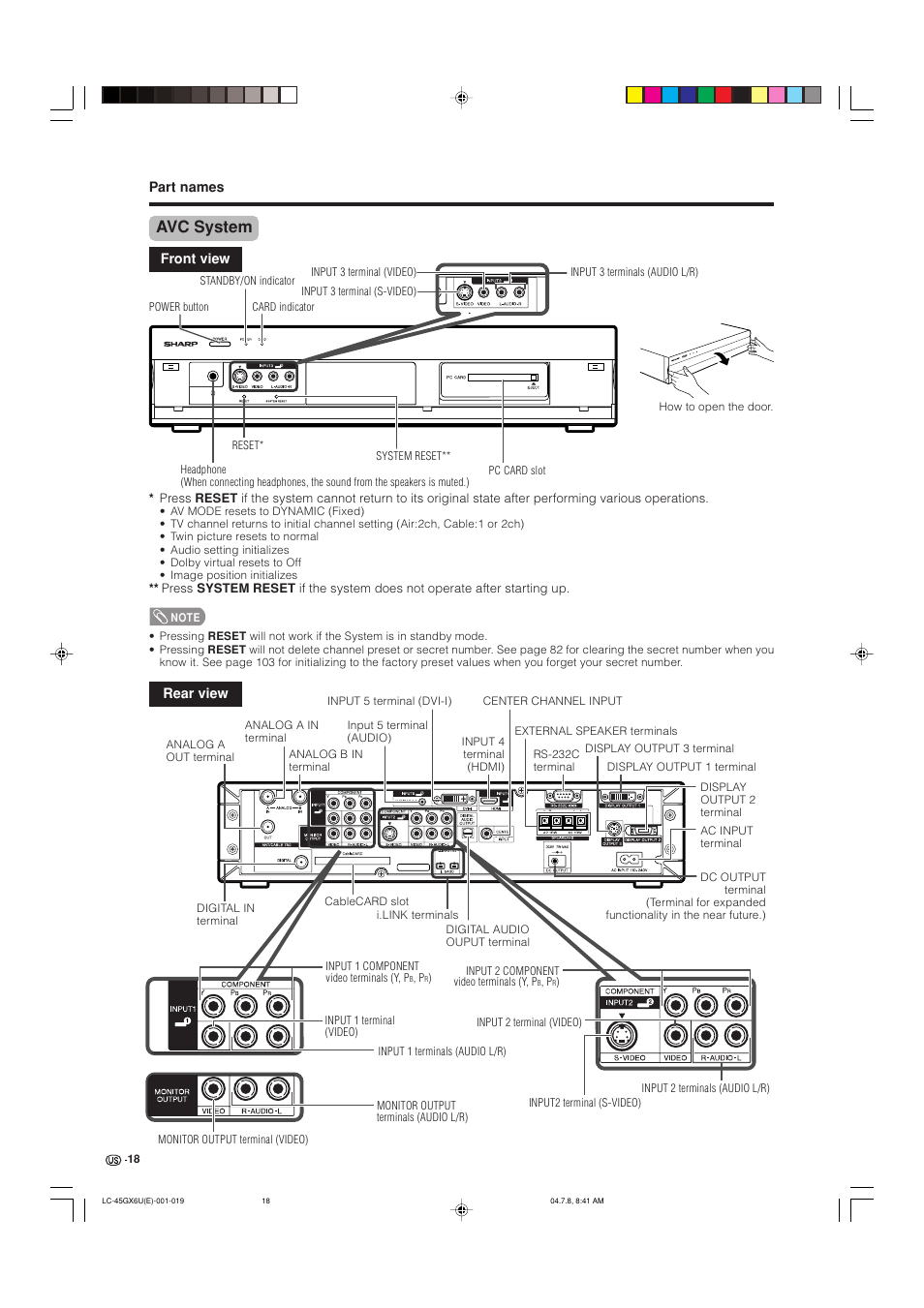 Avc system | AVC Technology LC-45GX6U User Manual | Page 19 / 106