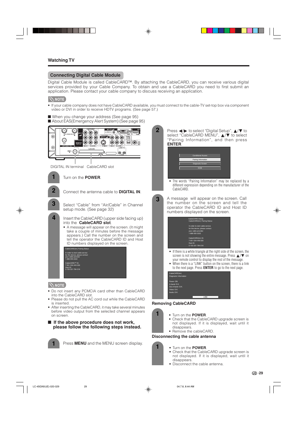 Connecting digital cable module, Watching tv | AVC Technology LC-45GX6U User Manual | Page 30 / 106