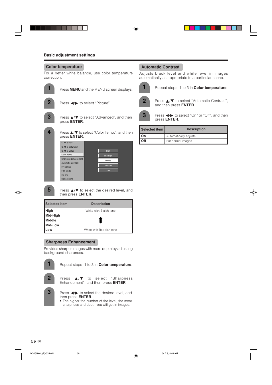 AVC Technology LC-45GX6U User Manual | Page 39 / 106