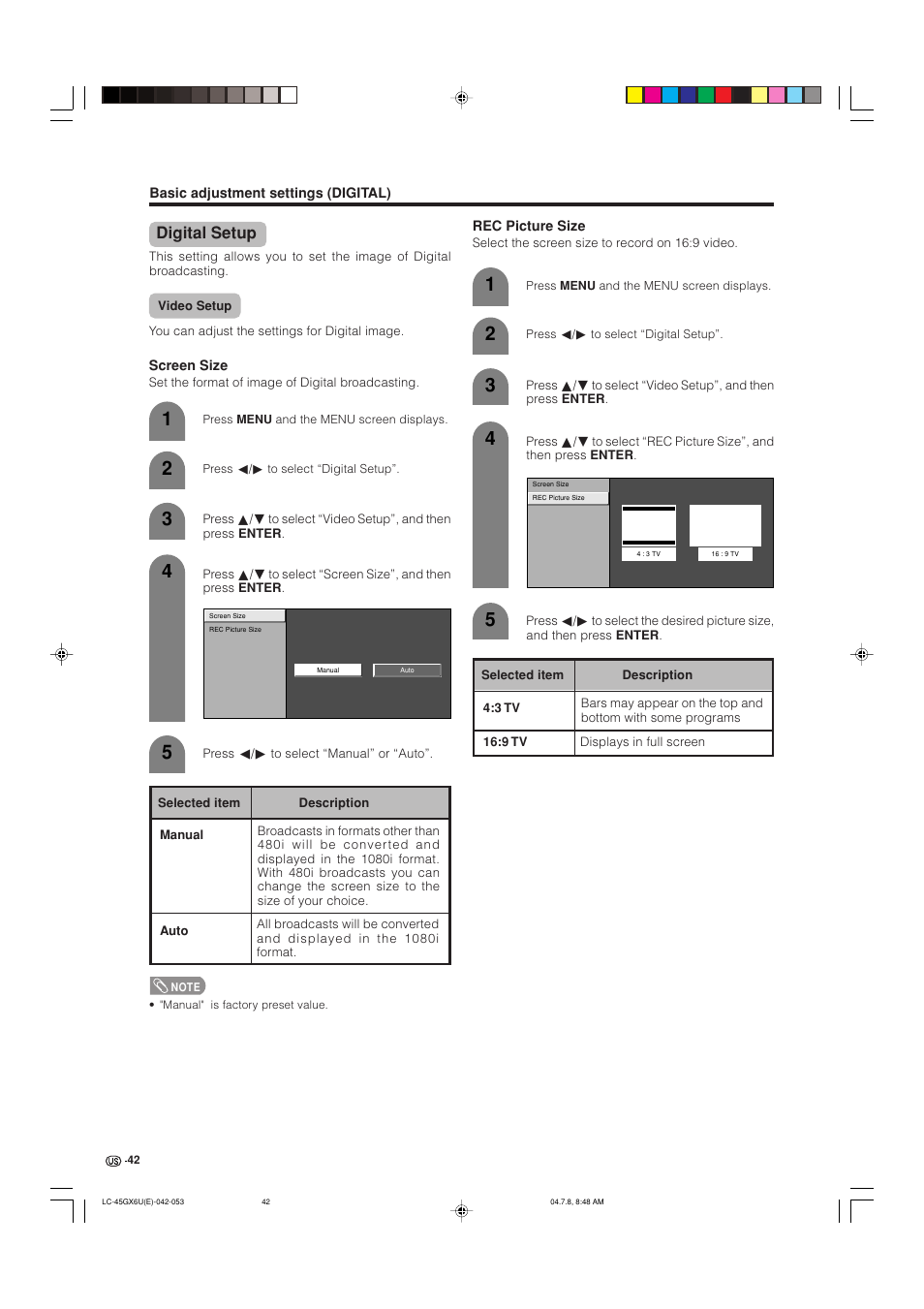 Digital setup | AVC Technology LC-45GX6U User Manual | Page 43 / 106