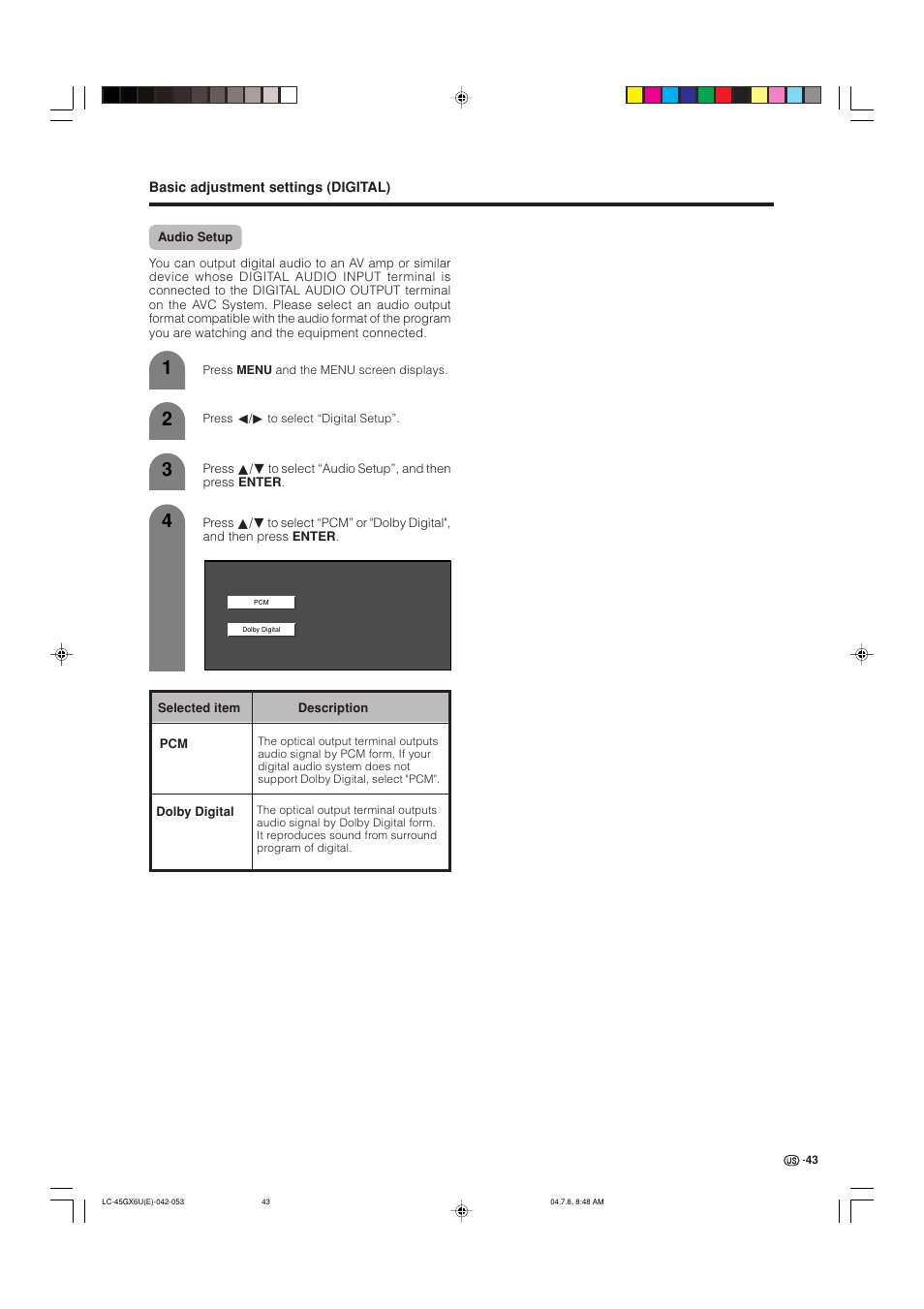 AVC Technology LC-45GX6U User Manual | Page 44 / 106