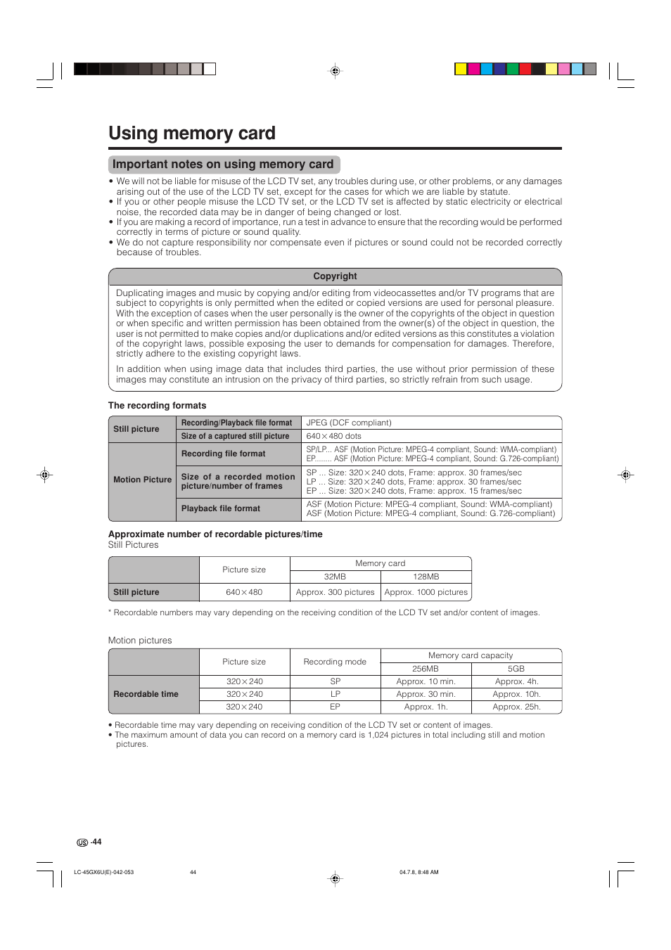 AVC Technology LC-45GX6U User Manual | Page 45 / 106