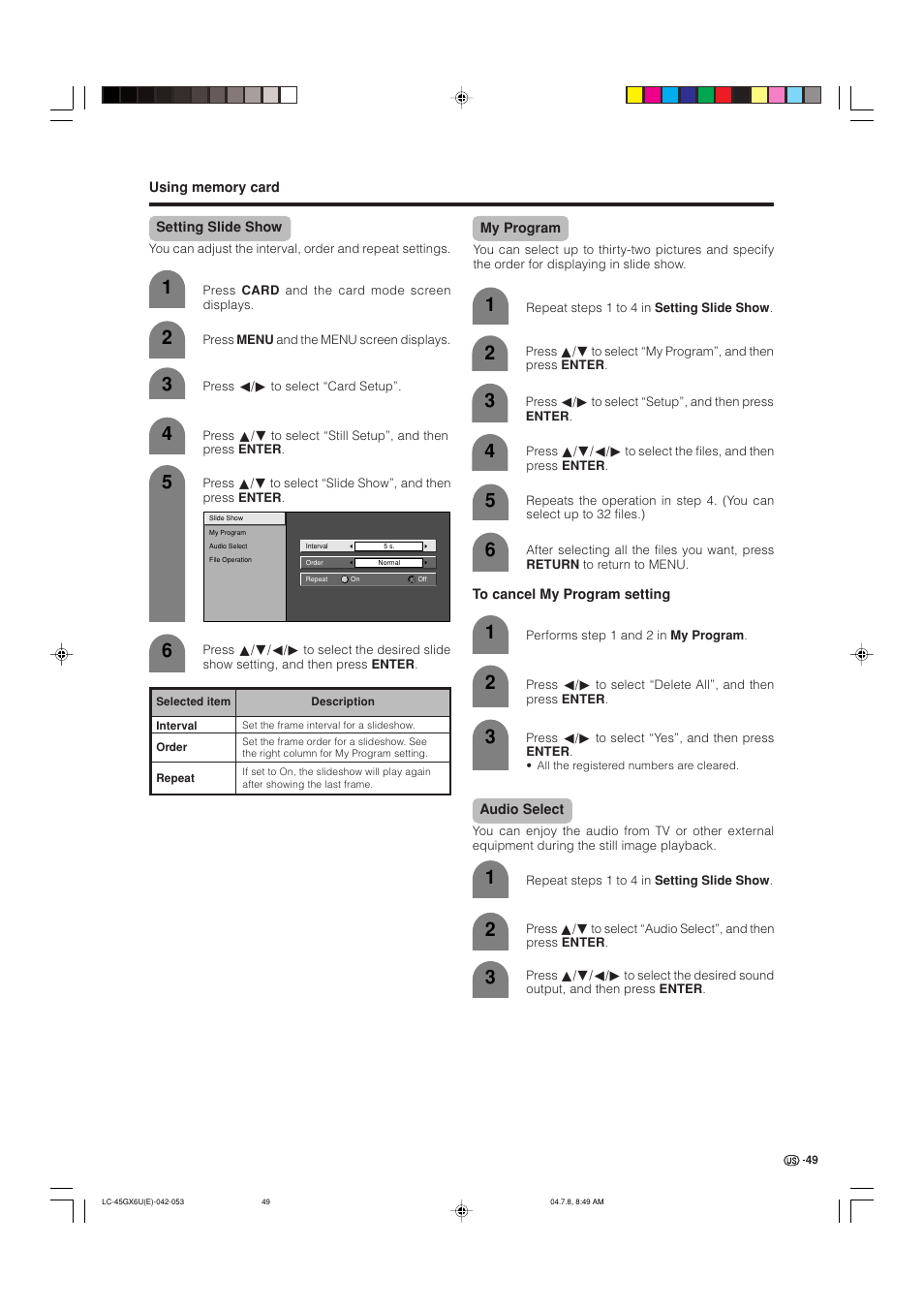 AVC Technology LC-45GX6U User Manual | Page 50 / 106
