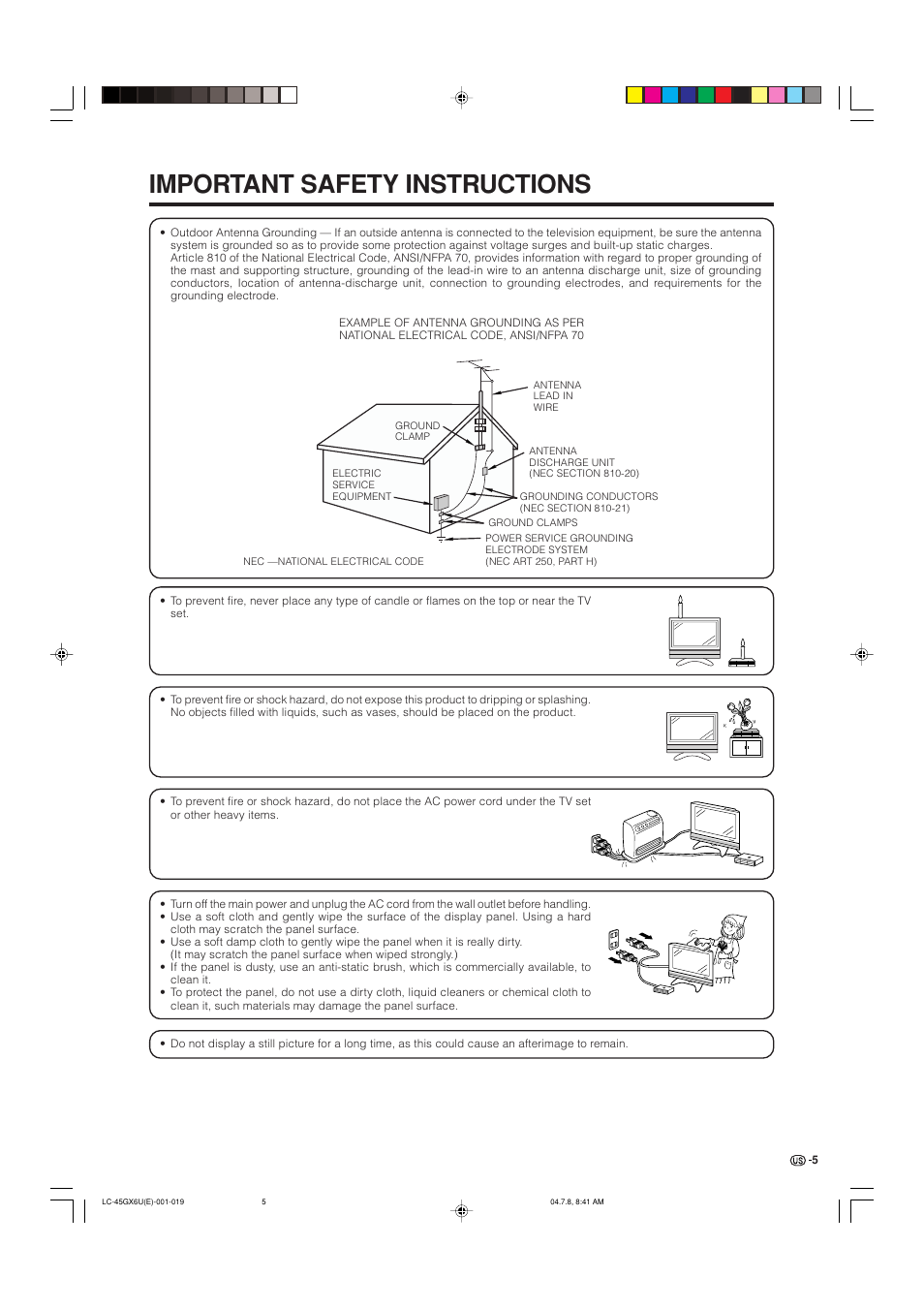 Important safety instructions | AVC Technology LC-45GX6U User Manual | Page 6 / 106