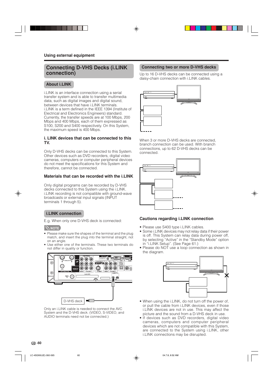 Connecting d-vhs decks (i.link connection) | AVC Technology LC-45GX6U User Manual | Page 61 / 106