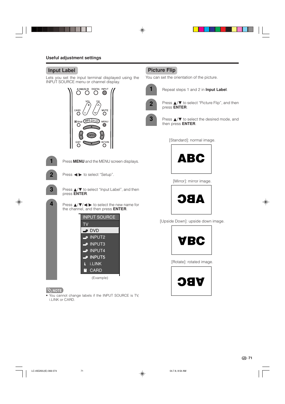 AVC Technology LC-45GX6U User Manual | Page 72 / 106