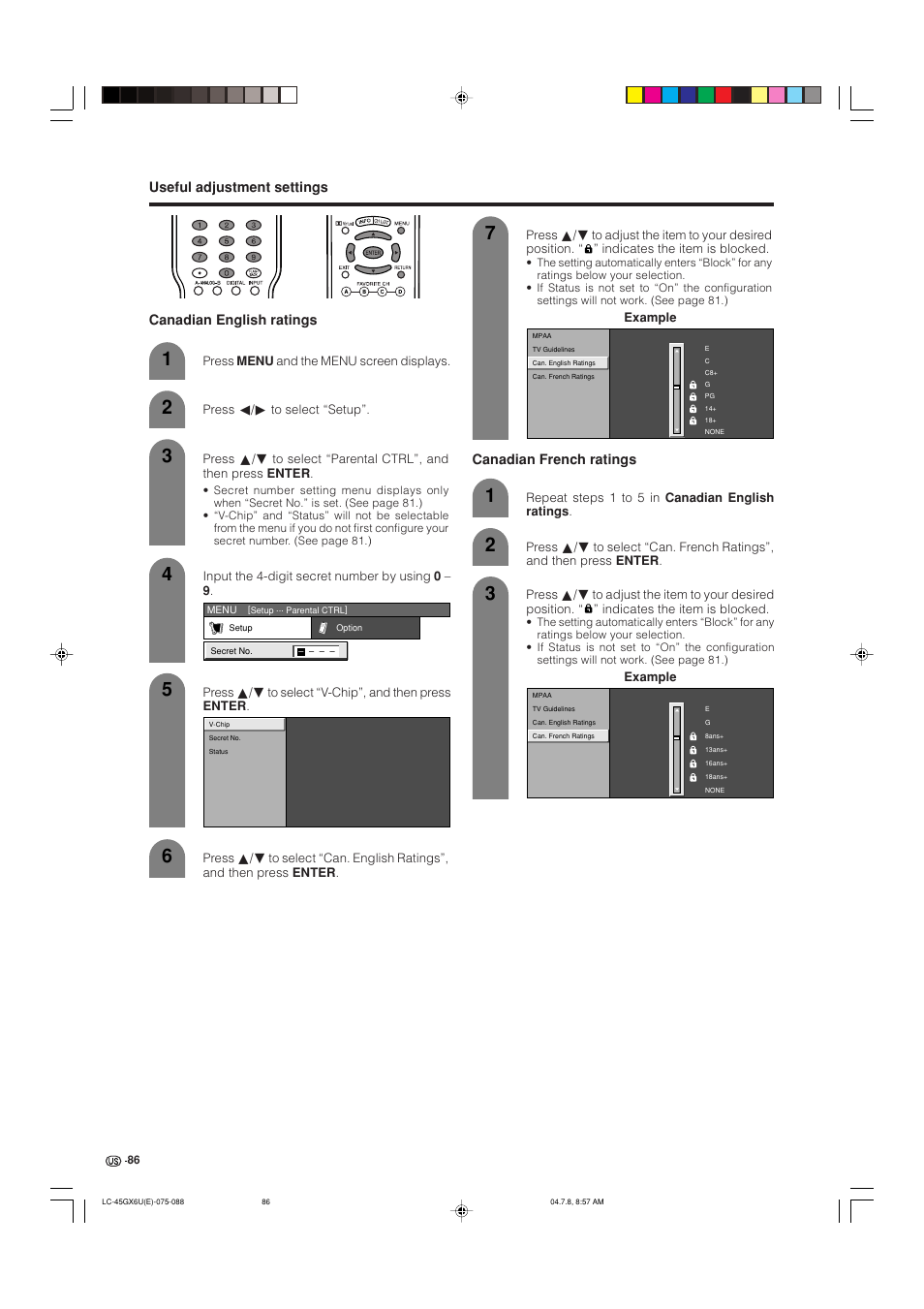 Canadian french ratings | AVC Technology LC-45GX6U User Manual | Page 87 / 106