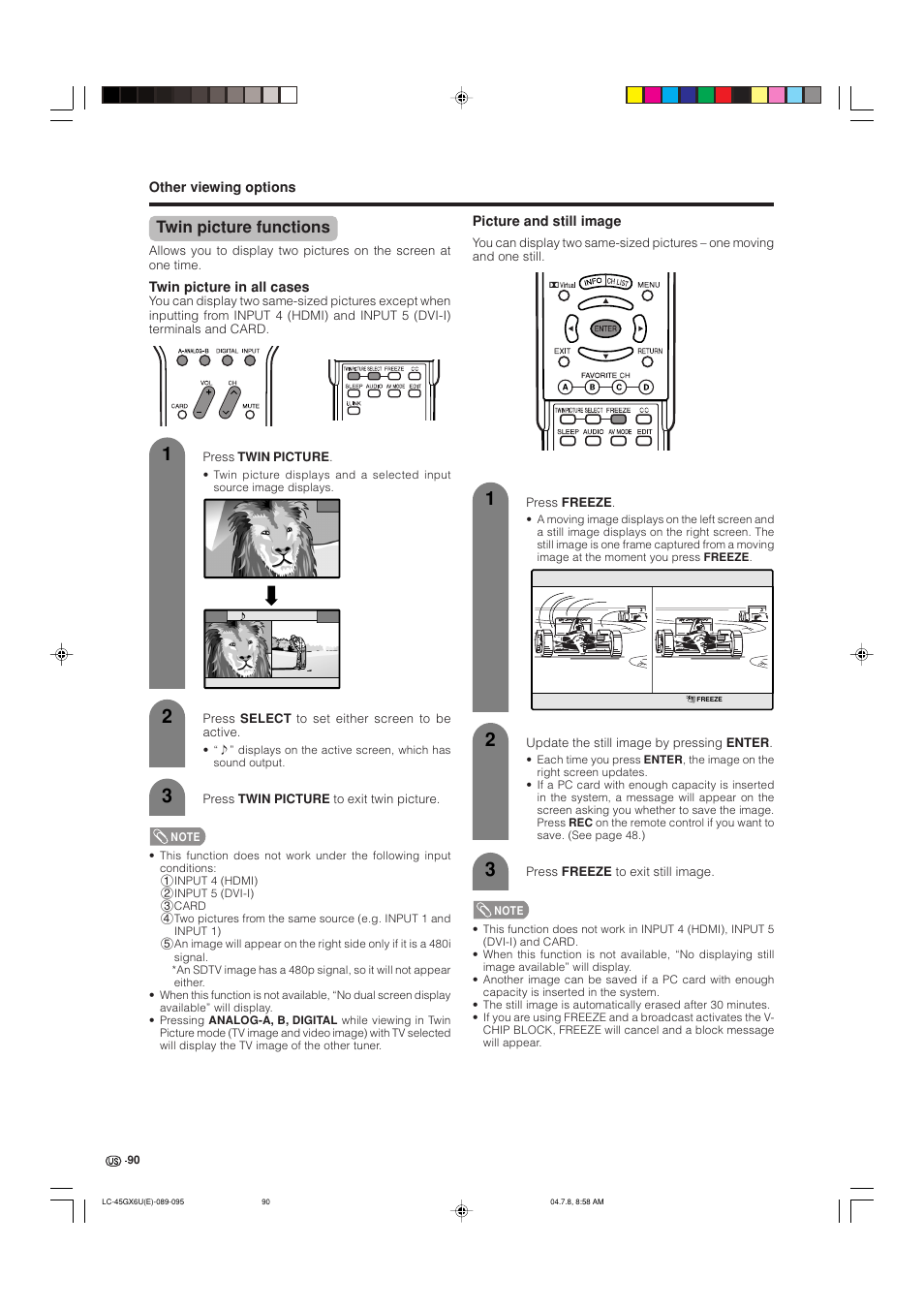 Twin picture functions | AVC Technology LC-45GX6U User Manual | Page 91 / 106